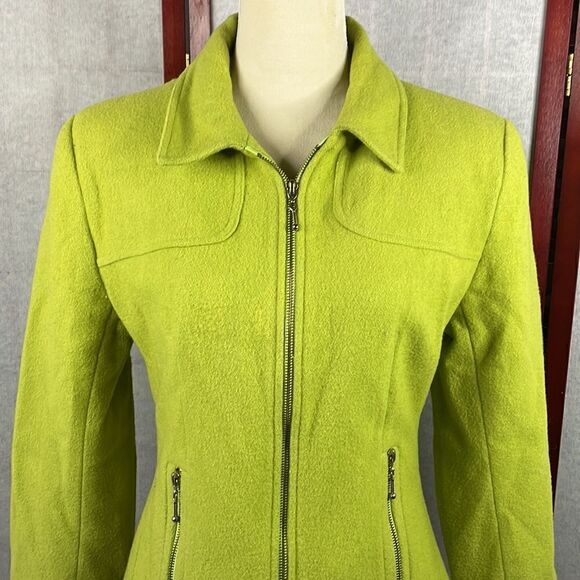 Vintage Jordan & Cole Wool Blend Yellowish/Green Colored Coat (Size: Med) - Picture 10 of 13